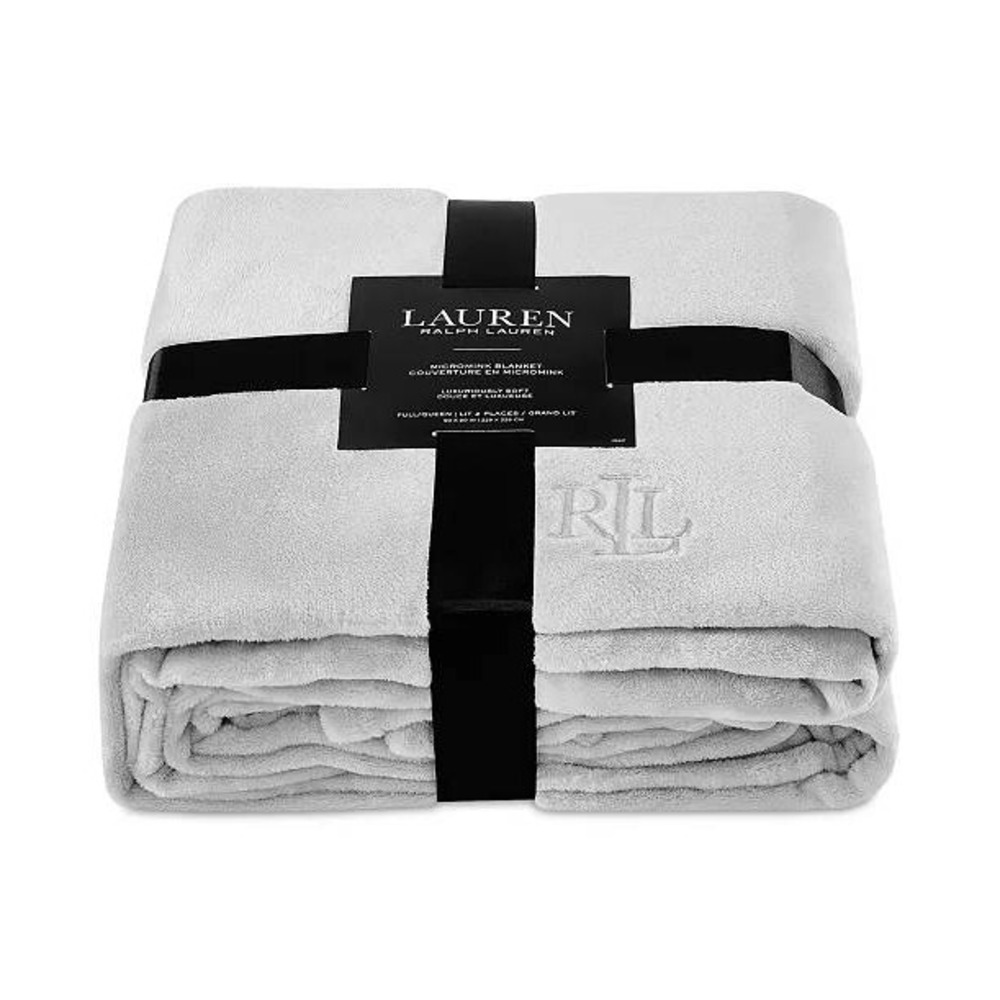 Lauren Ralph Lauren Micromink Plush Blanket Grey King 108x90 BL60000-9